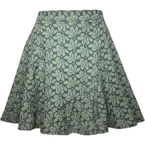 Ann Taylor A-Line Skirt Green Floral Embroidered Size 0 Petite 0P Skater Boho